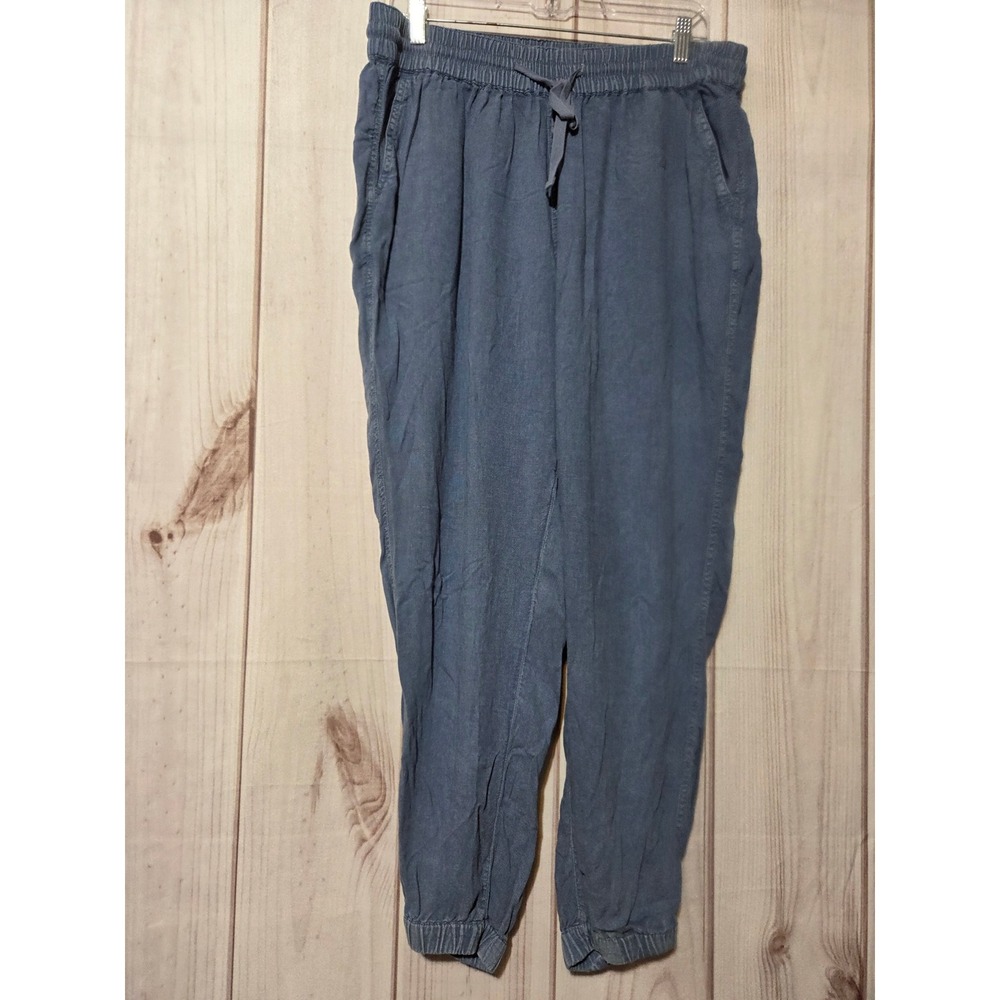 Wonderly Blue Linen Blend Jogger Pants Womens Size 1X Elastic Waist Drawstring